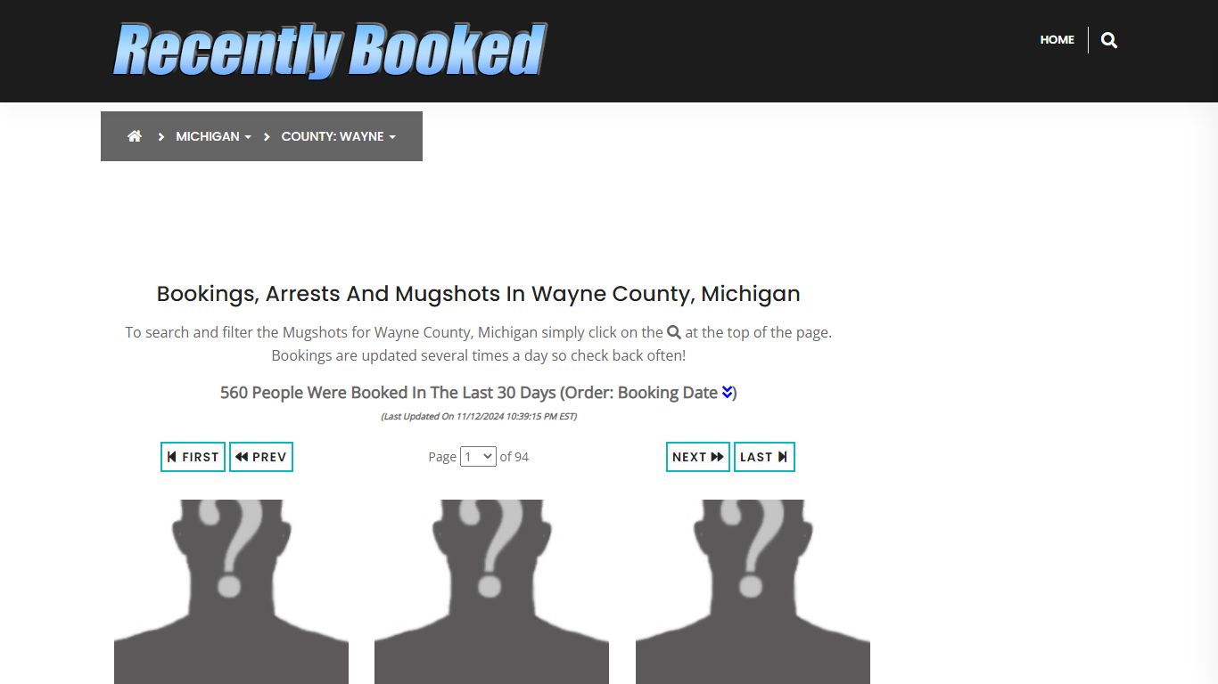 Bookings, Arrests and Mugshots in Wayne County, Michigan - Recently Booked