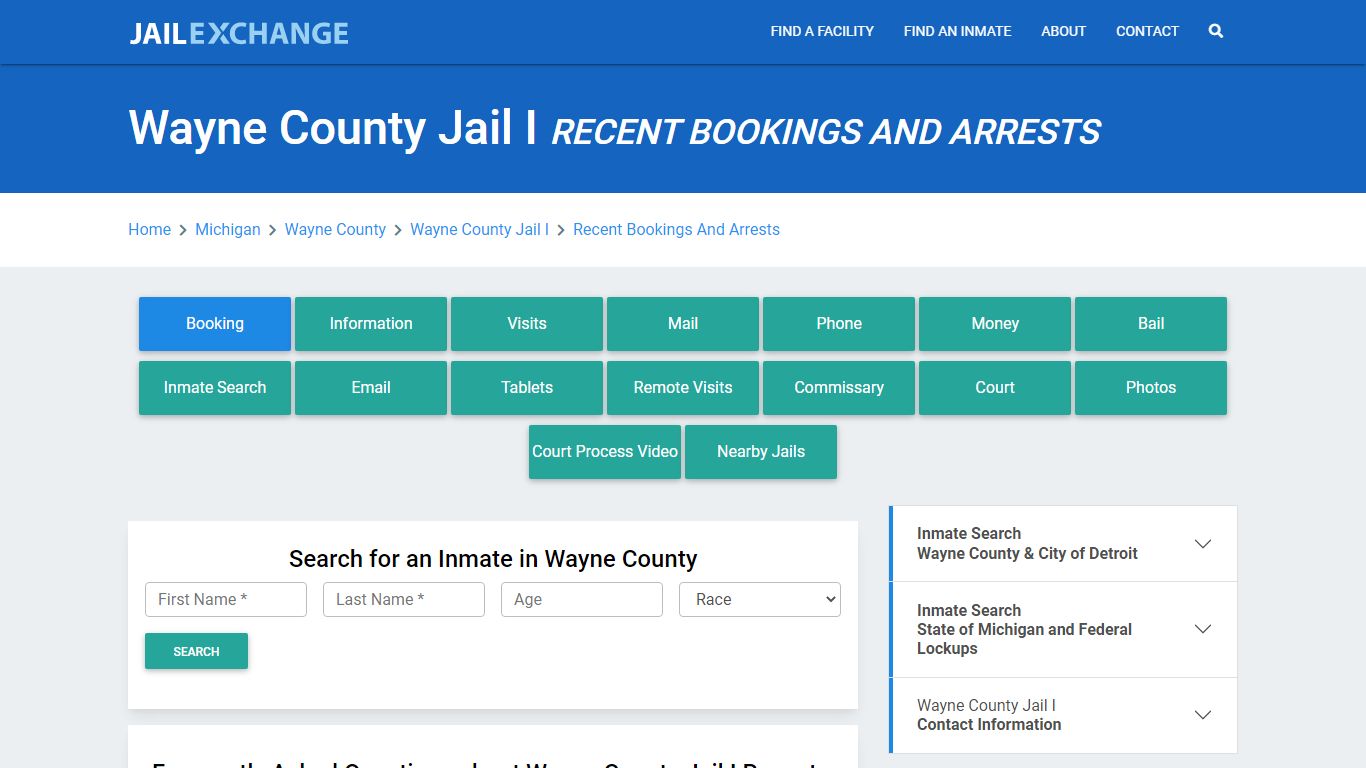 Wayne County Jail I Recent Bookings And Arrests - Jail Exchange